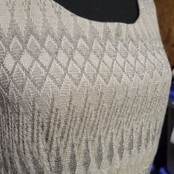 CATO Gray and Silver Metallic Tank Top Sweater, Size Medium - Picture 2 of 7